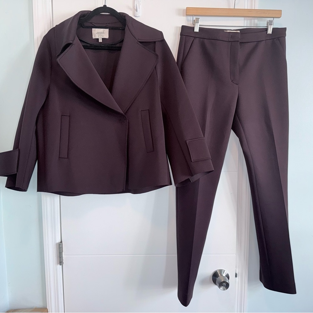 DOROTHEE SCHUMACHER Emotional Essence Brown Jacket Pant SUIT TWO PIECES 2/ 4 - Picture 6 of 11
